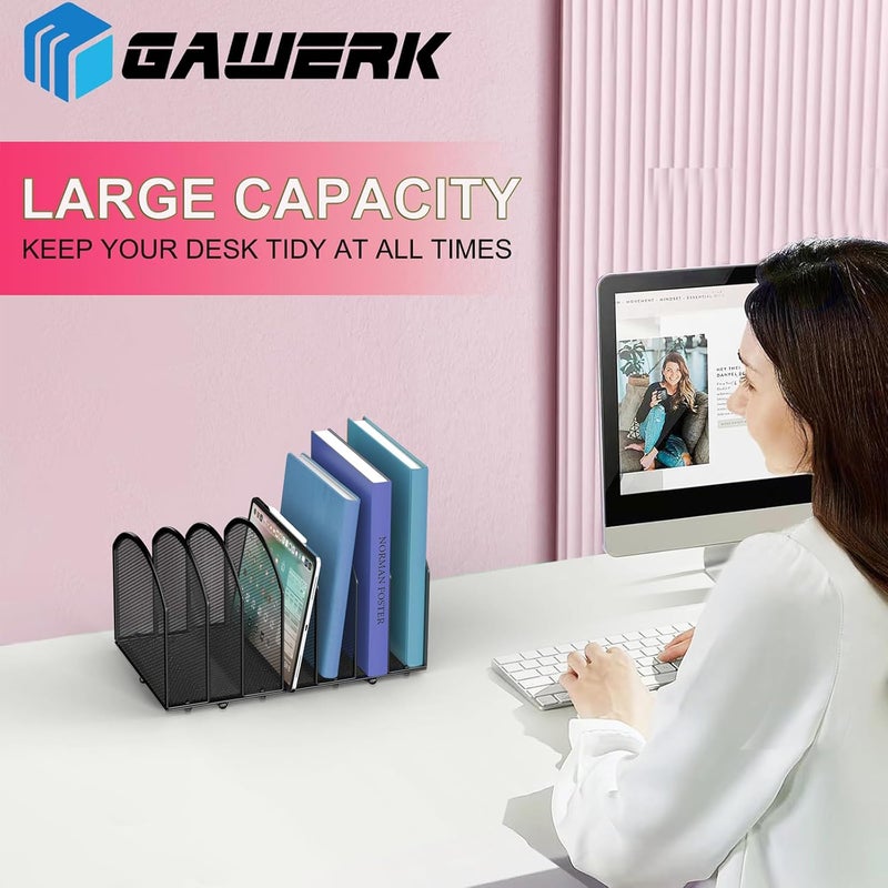 Gawerk 7-Section Desk File Organizer, Mesh Desktop Organizer File Sorter Office Organization Letter Holder, Vertical Desktop File Holder for Office Home, Black - Image 4
